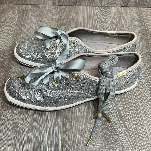 Keds X Kate Spade New York Champion Glitter Sneakers Silver Wedding 6 - Picture 16 of 16